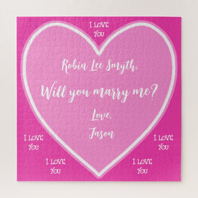 Personalized Pink Proposal Jigsaw Puzzle (Vertical)
