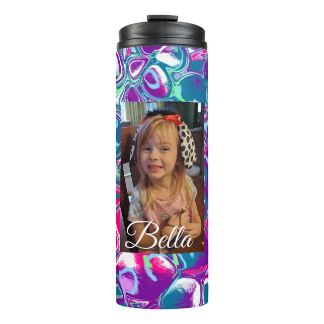 Personalized Pink, Purple, Blue Artsy Colourful Thermal Tumbler (Front)