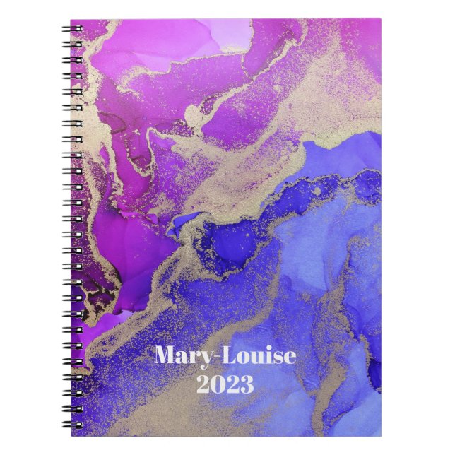Personalized Pink Purple Gold Art Notebook (Front)