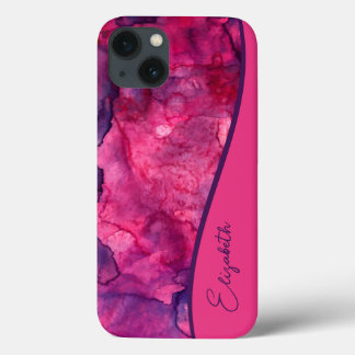 Personalized Pink Purple Watercolor iPhone 13 Case