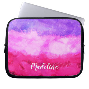 Personalized Pink & Purple Watercolor Laptop Sleeve