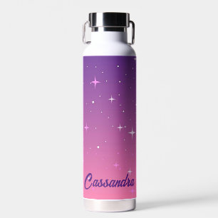 Personalized Pink & Purple with Stars Water Bottle