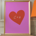 Personalized Pink Red Heart Love Couples Initials Poster<br><div class="desc">Celebrate your love with this Custom Initials Heart Wall Art, available as a downloadable or printed option. Featuring a bold red heart against a vibrant pink background, this piece can be personalized with your initials for a heartfelt and unique touch. Perfect for anniversaries, Valentine’s Day, or simply showcasing your affection,...</div>