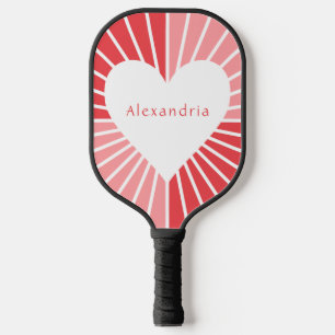 Personalized pink red heart pickleball paddle