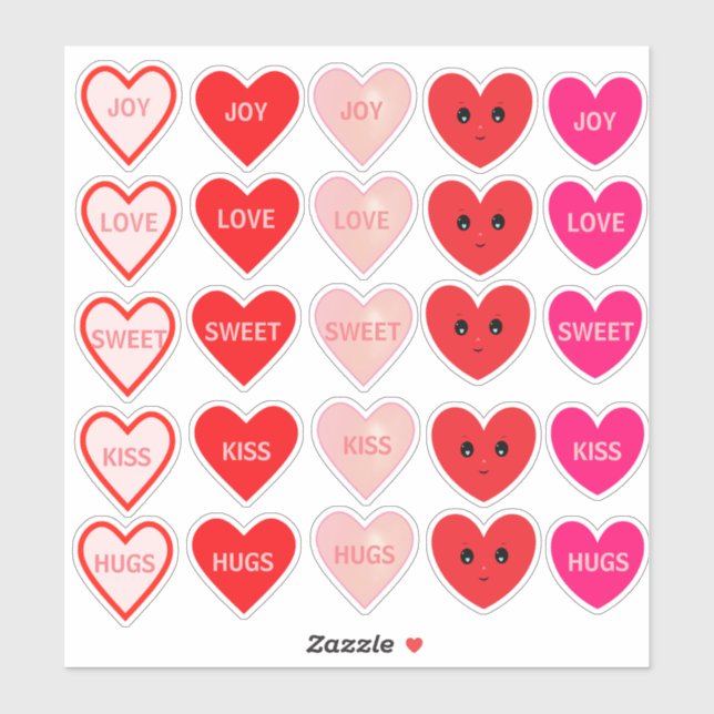 Personalized Pink & Red Love Hearts (Sheet)