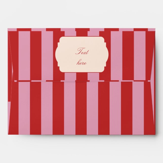 Personalized Pink & Red Striped Wedding Envelope (Back (Top Flap))