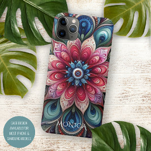 Personalized Pink Red Teal Blue Floral Art Pattern iPhone 11 Pro Max Case