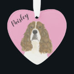 Personalized Pink Red White English Springer Ornament<br><div class="desc">I am in love with this beautifully detailed watercolor illustration of a red and white english springer spaniel dog! Personalize these reversible ornaments and make the nice list this year! Shop the rest of my collection for the sweetest housewarming, bridal shower, teacher, mother-in-law, husband, boyfriend, secret santa, sympathy, or tough-to-shop-for...</div>