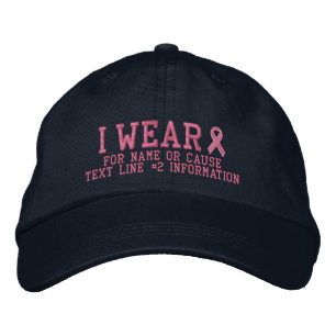 Personalized Pink Ribbon Awareness Embroidery Embroidered Hat
