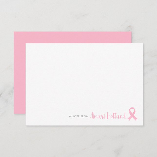 Personalized Pink Ribbon Note Card (Front/Back)