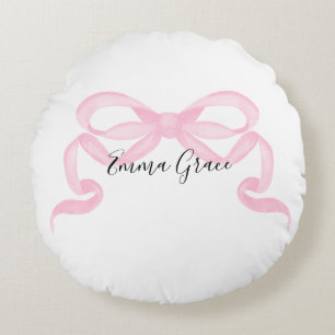 Personalized Pink Ribbon Round Pillow