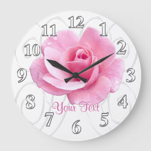 Personalized Pink Rose Clock for Women