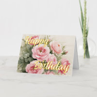 Personalized Pink Rose Elegant Birthday Wish