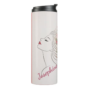 Personalized Pink Rose Floral Hair Woman Elegant  Thermal Tumbler