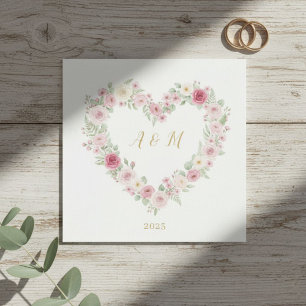 Personalized Pink Rose Heart Wreath Paper Napkins