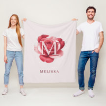 Personalized Pink Rose Monogram Name Elegant Cream
