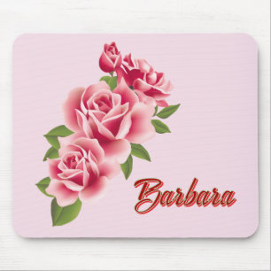 Personalized Pink Rose Mouse Pad