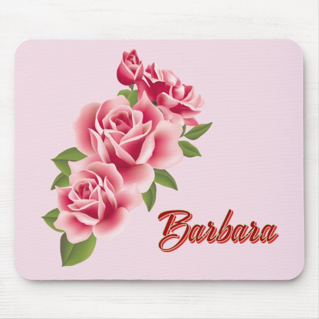 Personalized Pink Rose Mouse Pad (Front)
