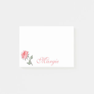 Personalized Pink Rose Post-it Notes