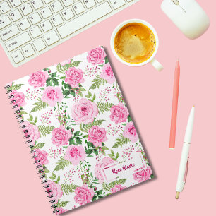 Personalized Pink Roses Notebook