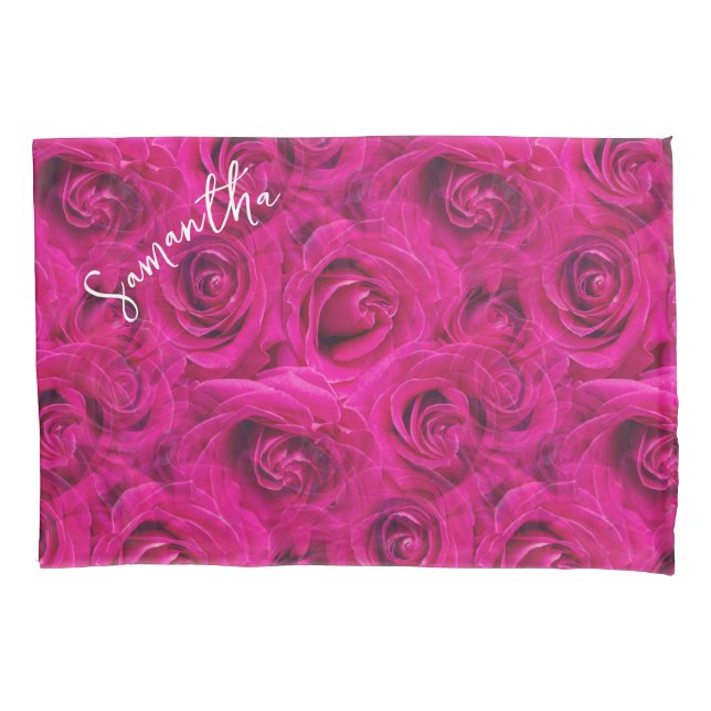 PERSONALIZED PINK ROSES PATTERN PILLOWCASE (Front)