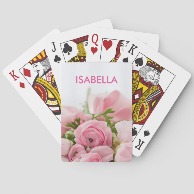 Personalized Pink Roses Playing Cards (Back)