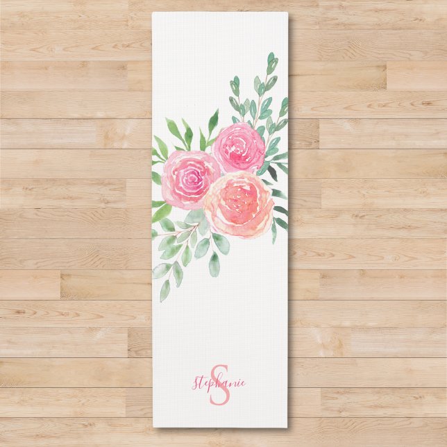 Personalized Pink Roses Yoga Mat (Creator Uploaded)