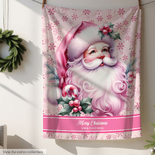 Personalized Pink Santa Blanket Girls Christmas