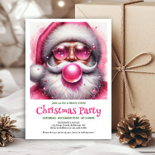 Personalized Pink Santa Bubble Gum Funny Christmas Invitation