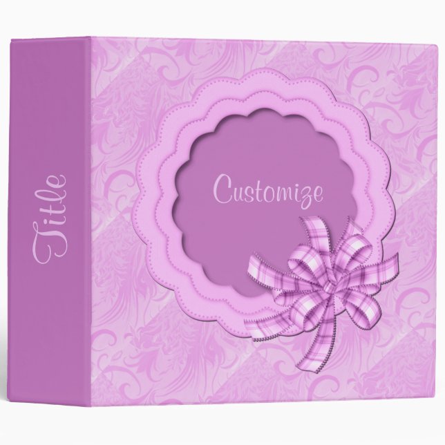 Personalized Pink Scalloped Frame Keepsake Binder (Front/Spine)