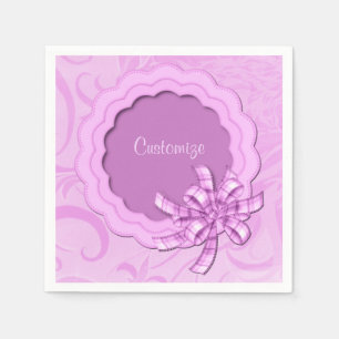 Personalized Pink Scalloped Frame Napkins