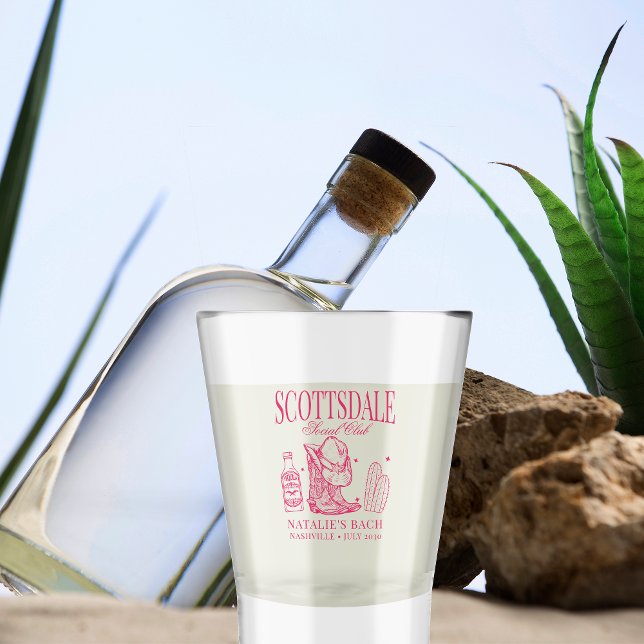 Personalized Pink Scottsdale Bachelorette Party Shot Glass (Creator Uploaded)