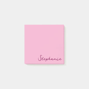 Personalized Pink Script Post it Sticky Notes