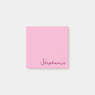 Personalized Pink Script Post it Sticky Notes