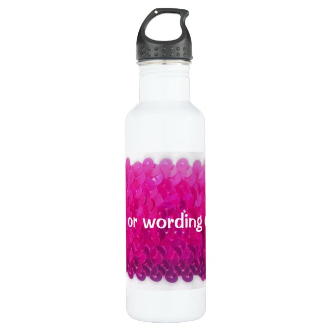 Personalized Pink Sequins Template 710 Ml Water Bottle (Front)