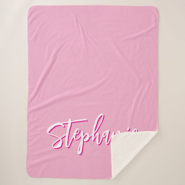 Personalized Pink Sherpa Blanket (Front)