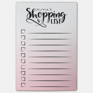 Personalized Pink Shopping List Post-it Notes