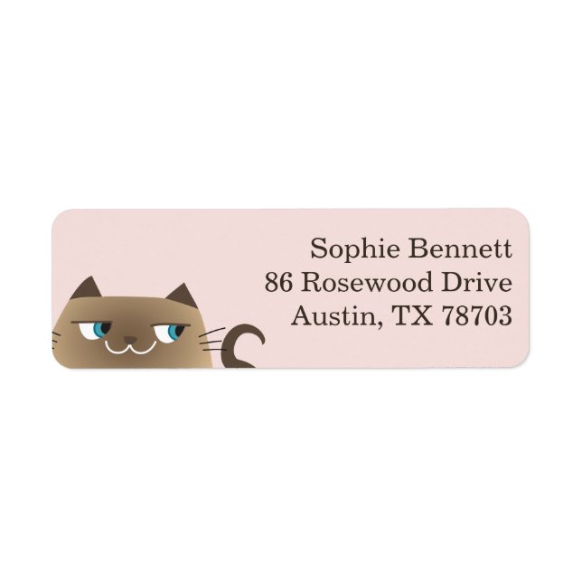 Personalized Pink Siamese Cat Return Address (Front)