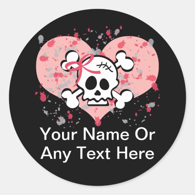 Personalized Pink Skull Stickers (Front)