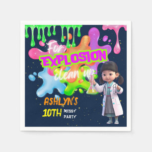 Personalized Pink Slime Asian Girl Scientist Napkin