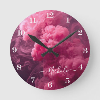 Personalized Pink Smoke Round Clock