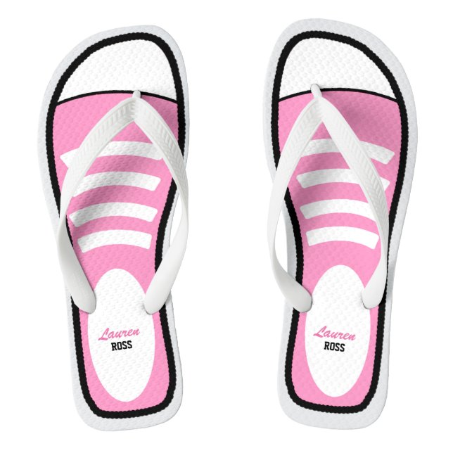 Personalized Pink Sneakers Flip Flops (Footbed)