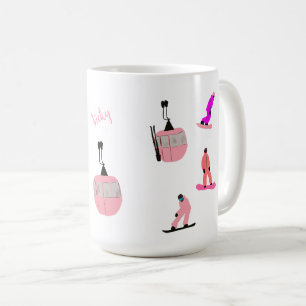 Personalized Pink Snowboard Snowboarding  Coffee Mug