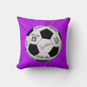 Personalized Pink Soccer Ball Birthday Custom Text Throw Pillow
