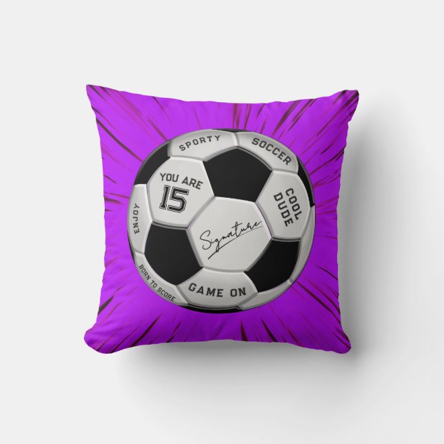 Personalized Pink Soccer Ball Birthday Custom Text Throw Pillow (Front)