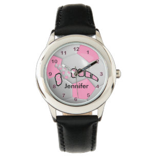 Personalized Pink Soccer Ball Watch