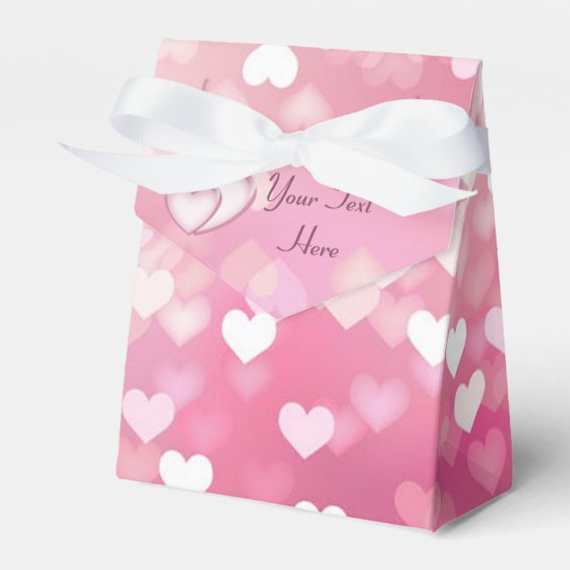 Personalized Pink Sparkle Hearts Favour Box (Front Side)