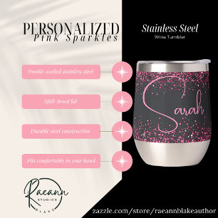 Personalized Pink Sparkles Stainless Steel 