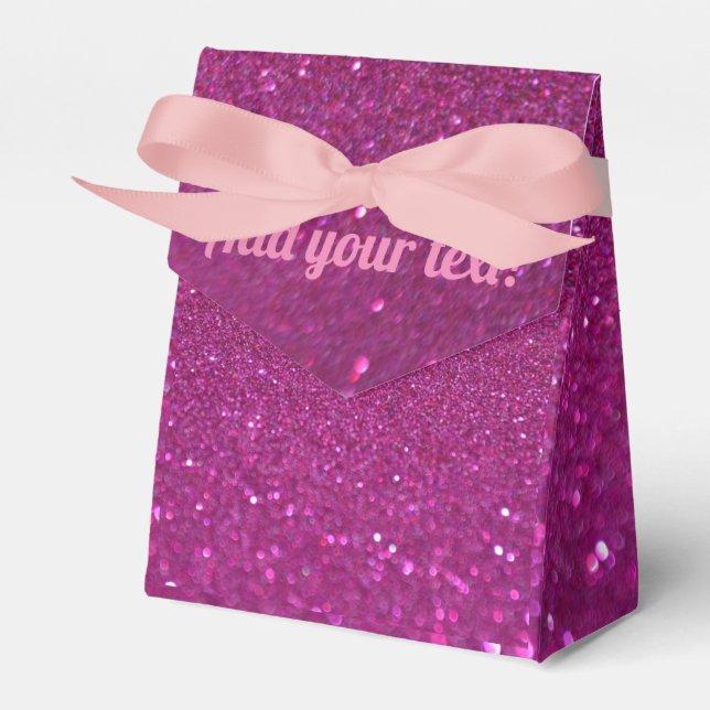 Personalized pink sparkling glitter favor box (Front Side)