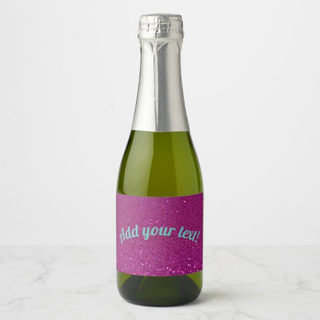 Personalized pink sparkling glitter sparkling wine label (Front)